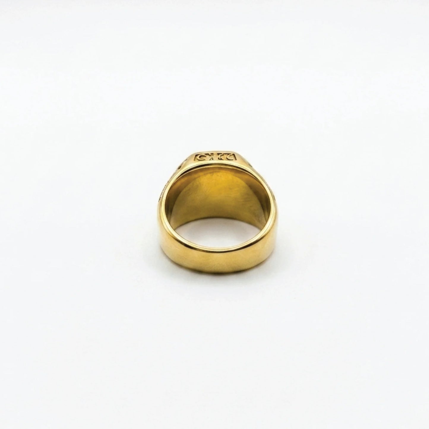 Black Stone Meander Ring